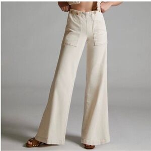 Pilcro and the Letterpress Cream Wide Leg Pants